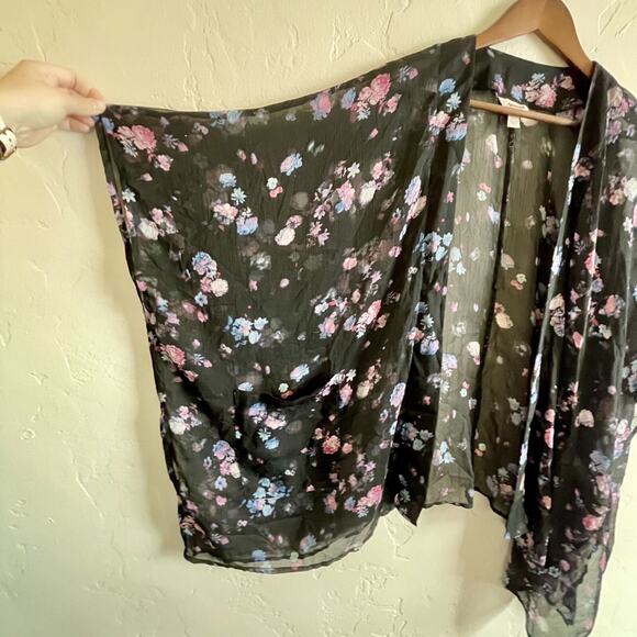Arizona Jeans Company Size XL-XXL Kimono - Coverup Swim Beach Floral Black - Picture 5 of 8